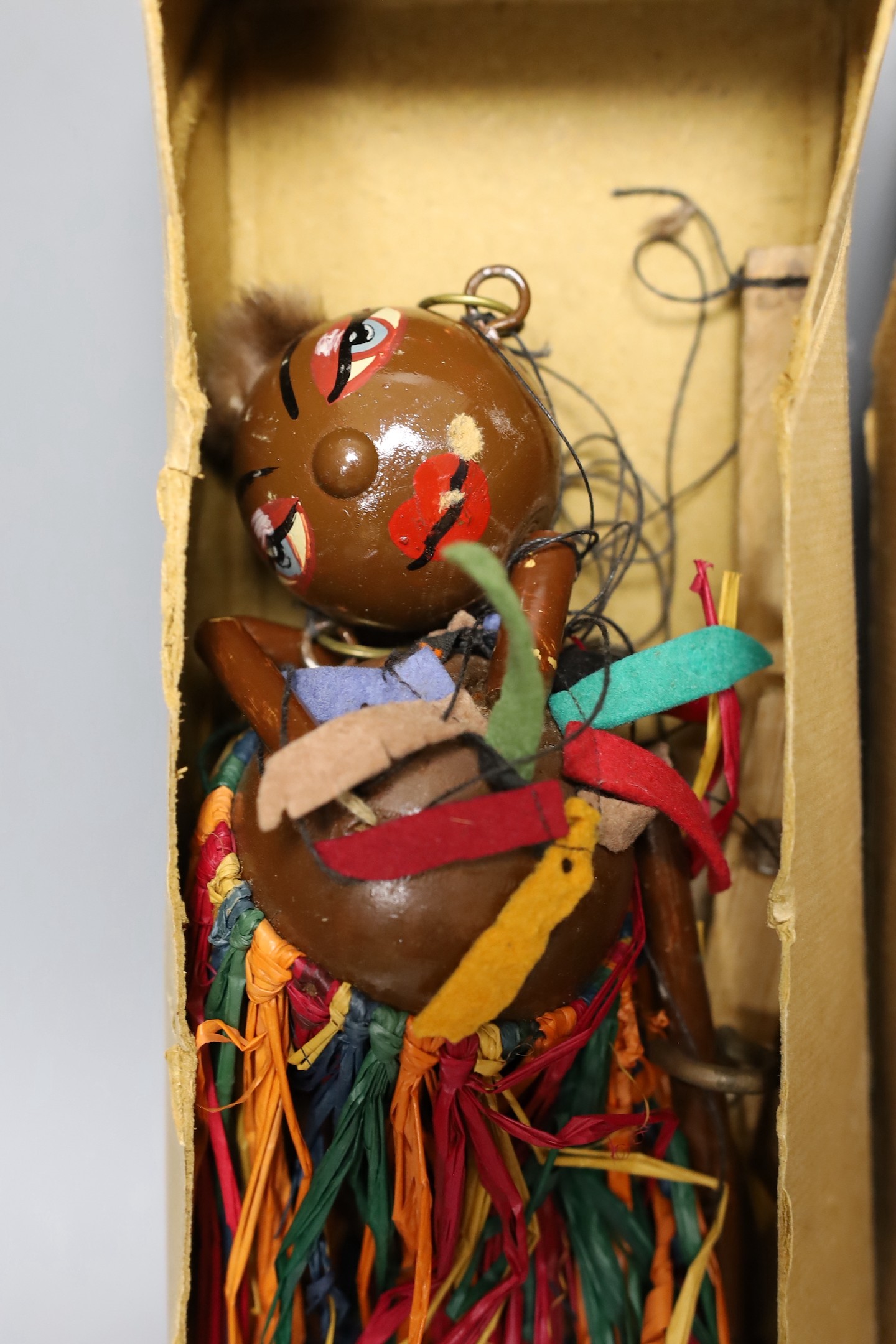 A boxed Pelham Mumbo puppet